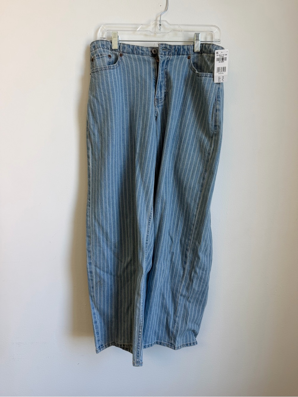 Abercrombie & Fitch Light Blue Pinstripe Wide-Leg Jeans